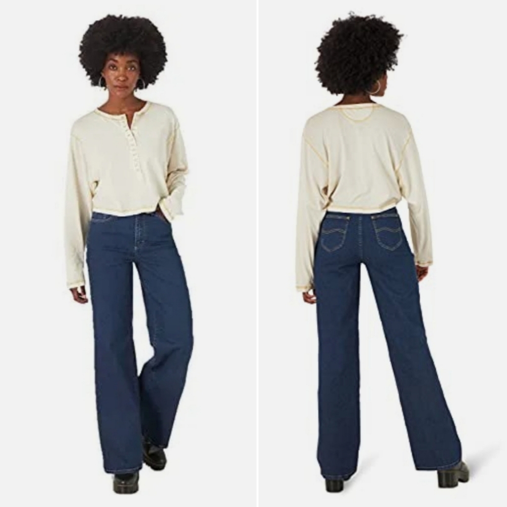 Lee Women's High Rise A Line Jean 30×34 Cute Dark Blue.